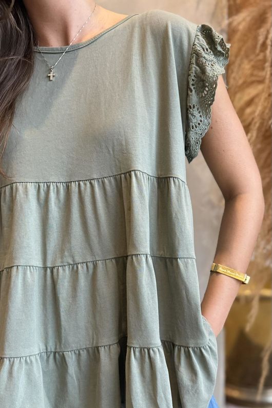 Classic Cotton Smock Tee Khaki